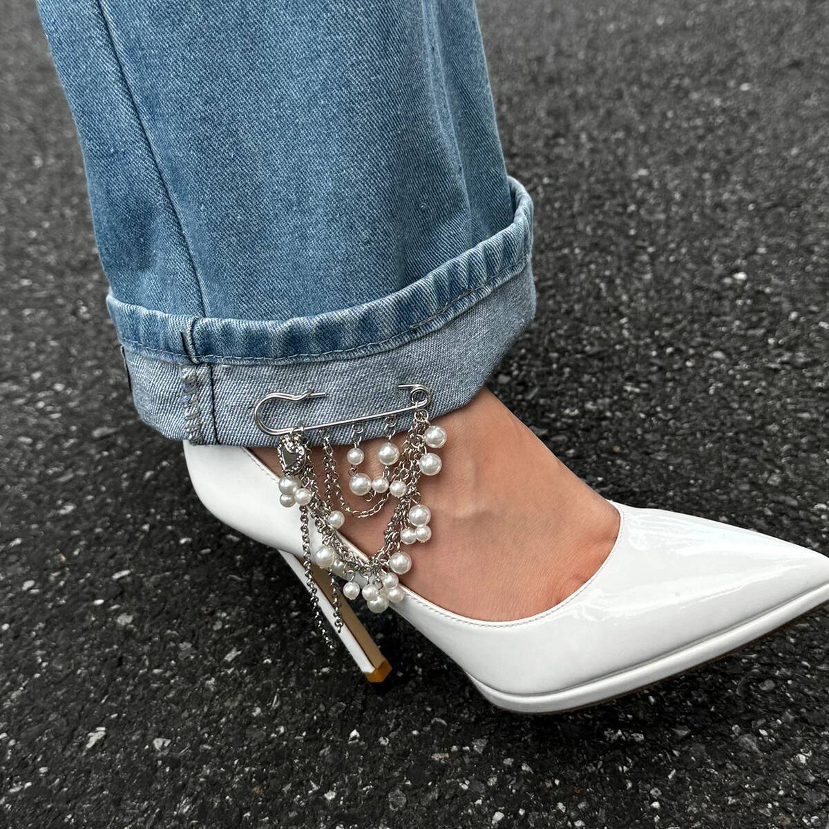 

Ingemark 1Pc Elegant Imitation Pearl Tassel Anklets Women Korean Fashion Pin Ankle Chain Jeans Chain Sandals Jewelry Accessories