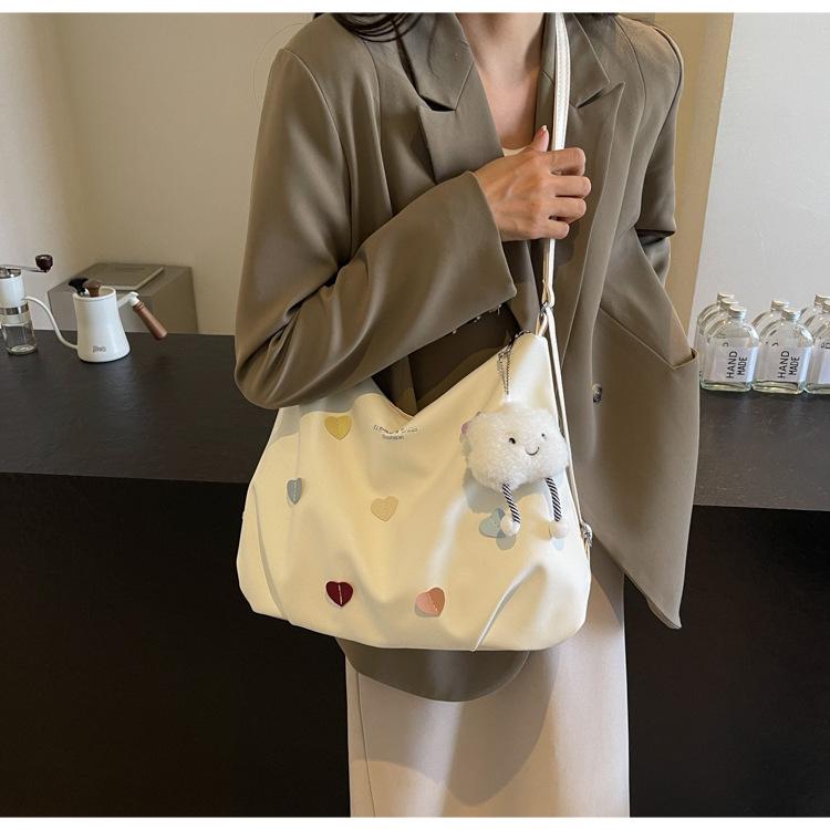 Cute Heart Shaped Tote Bag for Women Large Capacity Soft Faux Leather Shoulder Handbag KTB