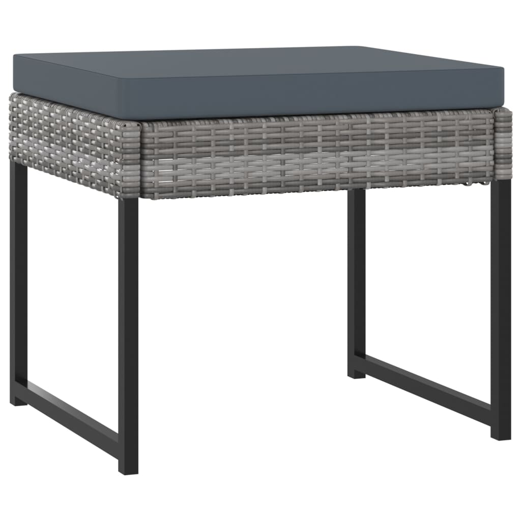 11 Piece Garden Dining Set with Cushions Poly Rattan Gray
