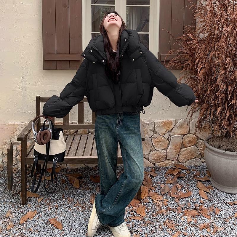 Fashion and leisure 2024 winter new white duck down loose hooded women thickened down jacket tide