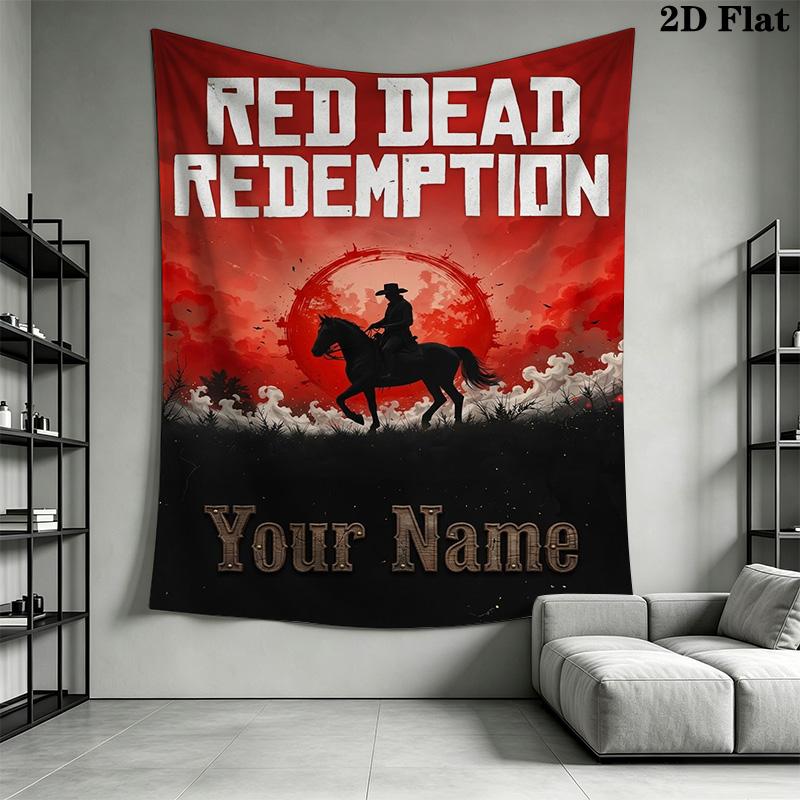 Name Custom RDR2 Game Wall Tapestry Aesthetic Wall Hanging Printed Fabric Blanket Decorative Tapestries for Bedroom Living Room Home Decor