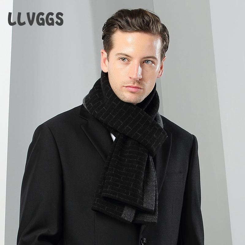 

Men s knitted cashmere scarf, business plaid scarf scarf, warm and skin-friendly cashmere medium and old 2025 scarf men 180cm
