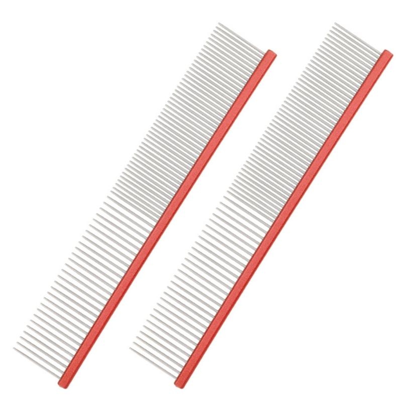 Pälsvårdsborste för hundar Lätt att använda Rostfritt stålborste för fällande husdjur Rätradig kam för husdjursvård 2 st