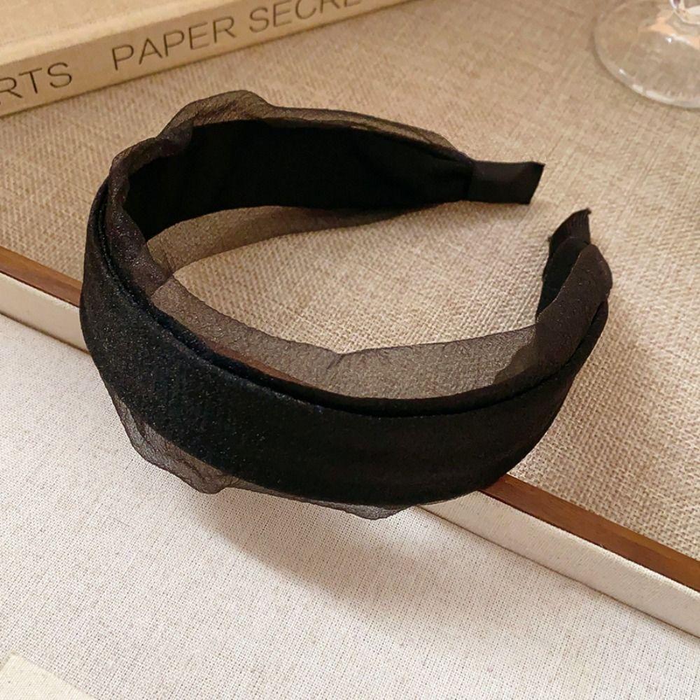 Sweet Women Hair Hoop Mesh Wide Edge Hairband Hair Accessories Chiffon Headband  Wash Face