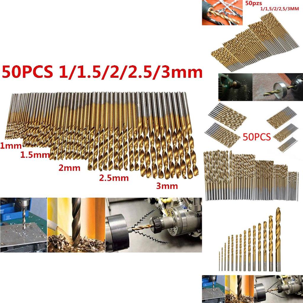 Premium 50pcs Titanium Coated Hss High Speed Steel Drill Bit Set With 5 Sizes For Precision Drilling