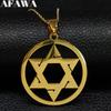 Star Of David Shield Stainless Steel Pendant Necklace Gold Color Chain Hexagram Men Women Je Israel Judaica Jewelry N1111S02