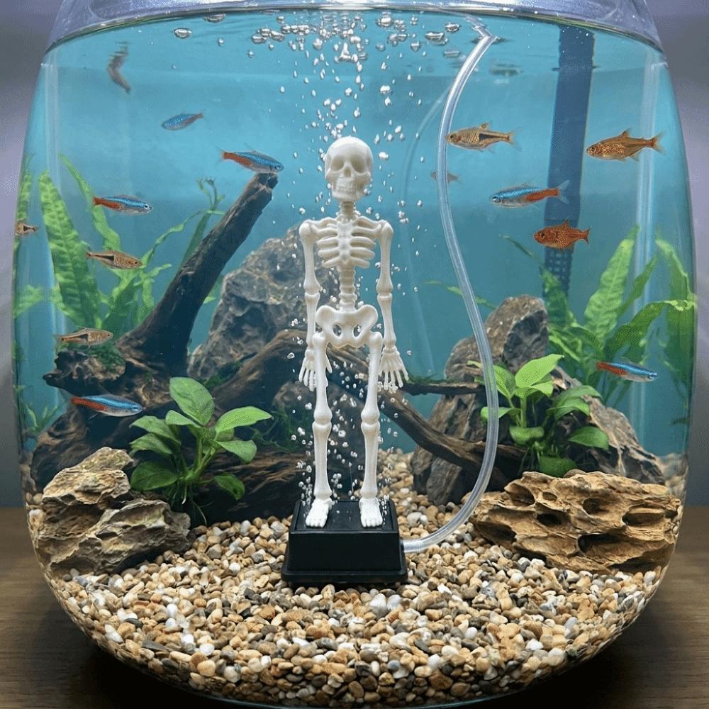 3D Printed Dancing Skeleton Aquarium Bubbler Plastic Wiggling Skeleton Statue Underwater