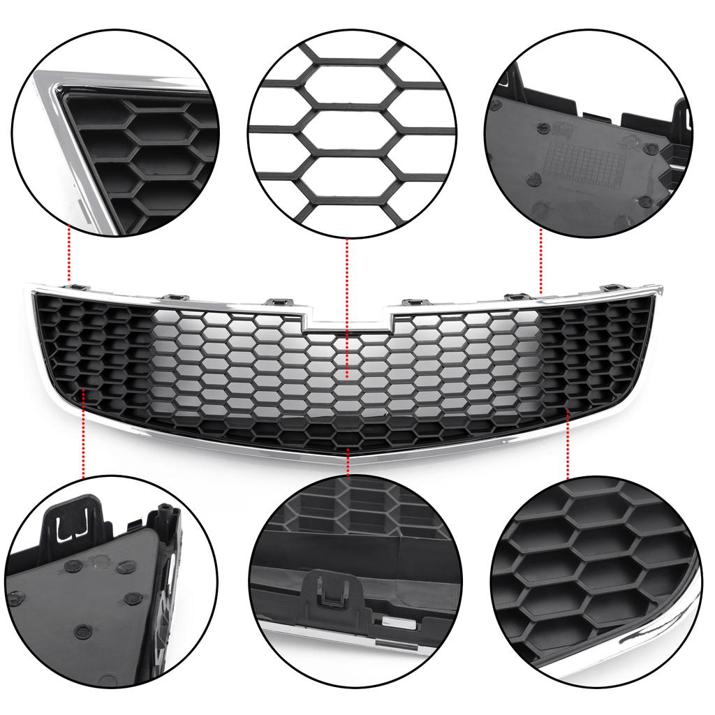 Front Lower Bumper Grille Grill Inserts Trim Covers Fit 2014 Chevy Cruze