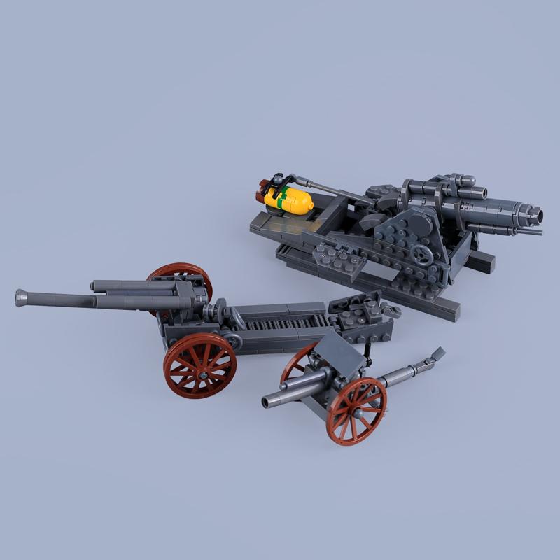 WW1 Military Series Tank Krupp Artillery Building Blocks Soldier Figures Accessories Howitzer Italian British Warrior Bricks Toy