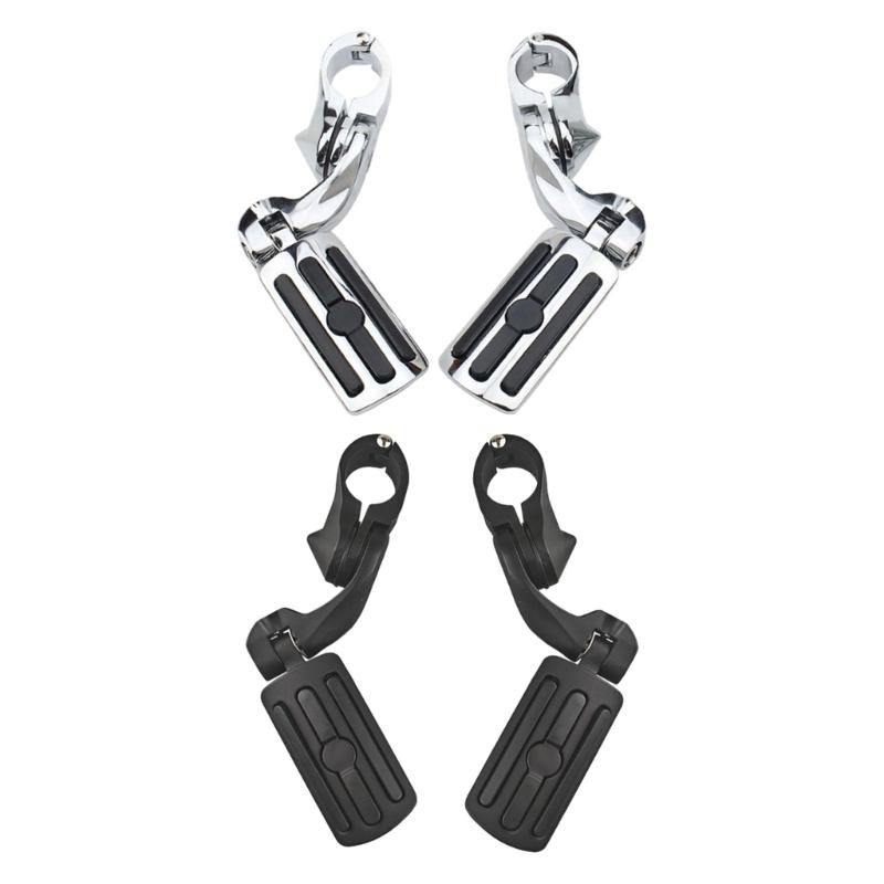 Motorcycle Highway Foot Pegs Pair for Crash Bars, Clamp On Footrests with Rubber Pads, 32MM Bar Fit and Road Use