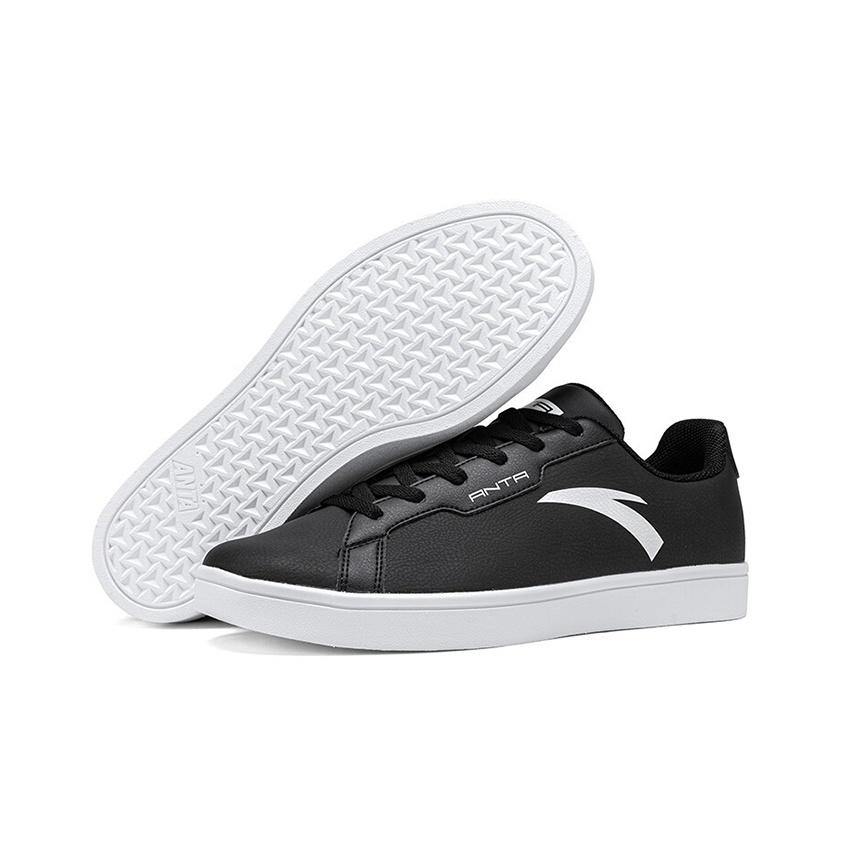 Anta Synthetic Leather Non-Slip Wear-Resistant Low-Top Sneakers Men Sneakers Black 912028003-1
