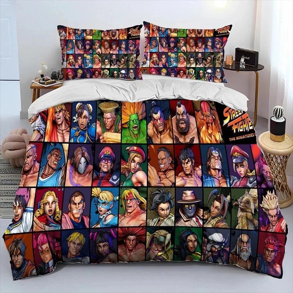 Street Fighter Retro Game Gamer Comforter Bedding Set,Duvet Cover Bed Set Quilt Cover Pillowc