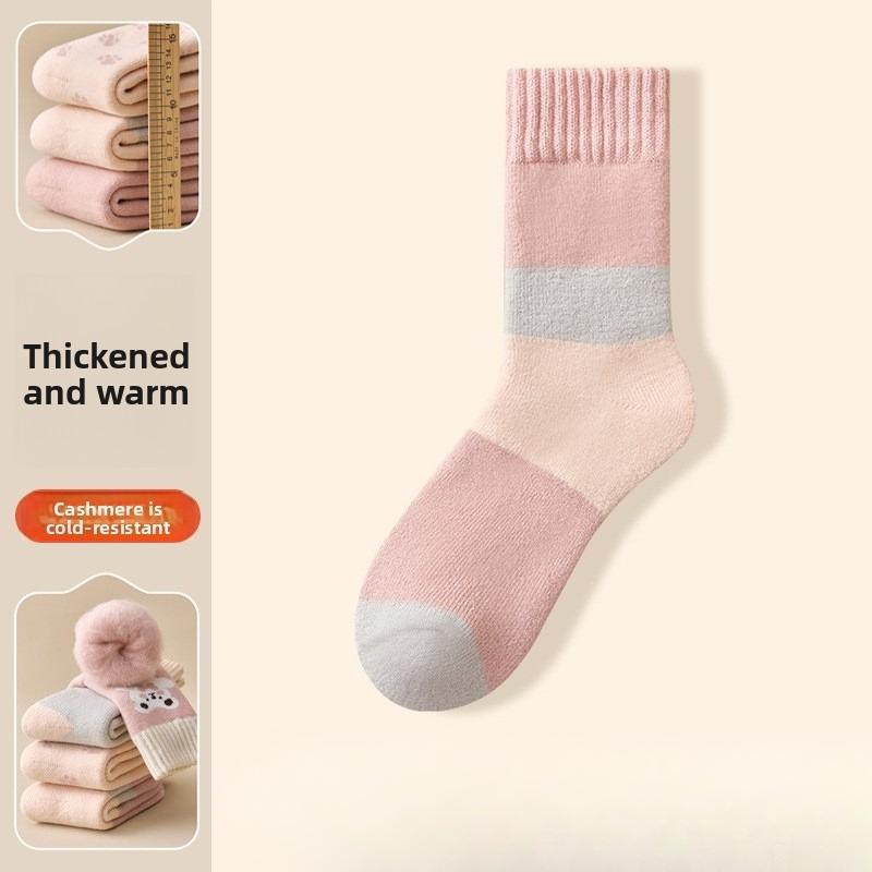 Female Autumn and Winter Plush and Thick Warm Deodorizing Sleep Wool In The Tube Socks