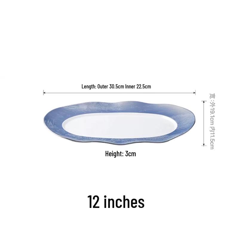 Xiangchong Ceramic Wavy Oval Serving Plate