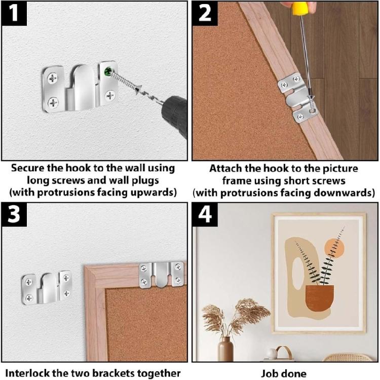 Stainless Wall Hooks With Expansion Tubes Perfect For Gallery Style Hanging Stainless Steel Picture Frame Hangers