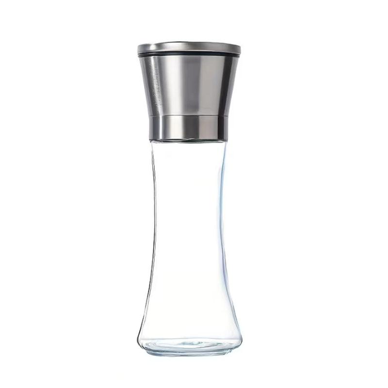 200ML Pepper Grinder Stainless Steel Glass Spice Bottle Manual Pepper & Salt Grinder with Adjustable Coarseness for Kitchen Use