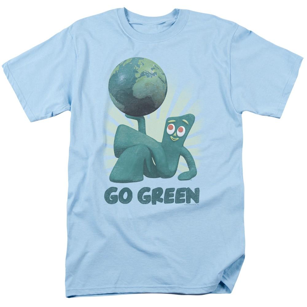 Gumby - Go Green - Adult Unisex Short Sleeve T-Shirt - Blue L