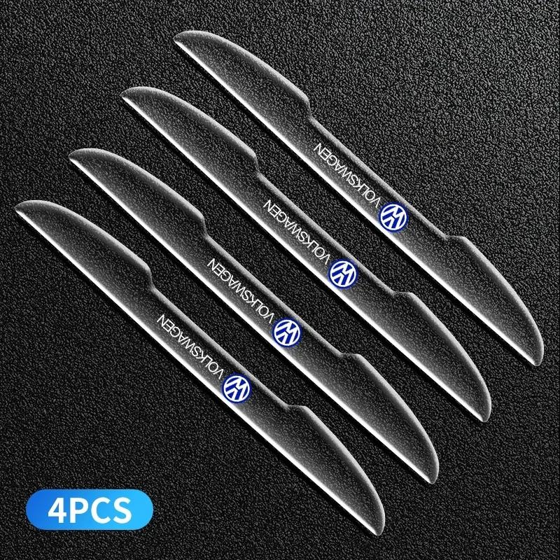 

4Pcs Transparent Silicone Protector Strips Car Door Bumper Logo Sticker For Volkswagen Polo Golf 3 4 5 6 7 8 6 T5 B4 B5 B6 B7 B8