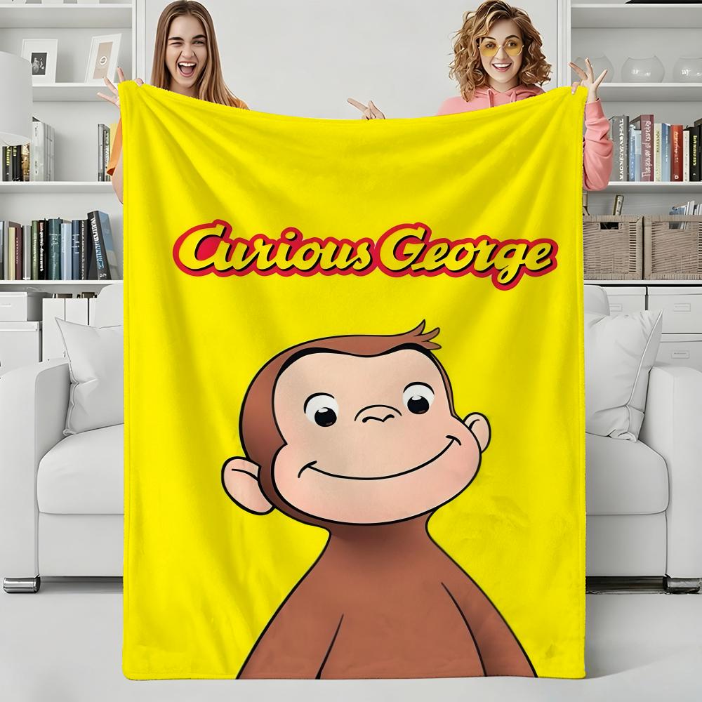 Cartoon C-Curious George Throw Flannel Blanket Perfect for Sofa Office Bed Travel Sleep Read Relax Camping four season use