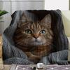Cat Blanket Realistic Tabby Cat Print Fleece Throw Soft Cozy Pet Lover Gift Home Decor Animal Art Bedding Cover Warm Comforter