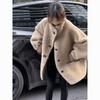 Women's Thick Shearling Stand Collar Jacket - Autumn/Winter, Loose Fit, Warm, Slimming Style