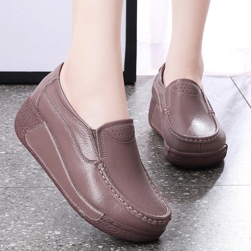 New Thick-soled Shoes with Platform Heels, Casual Single Shoes, One-piece Slip-on, Lazy Shoes, Women's Shoes