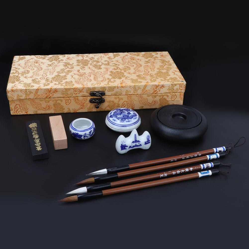 Kinesisk tradisjonell kalligrafisett Fire skatter av studiebørsten PenInkPaperInkstone