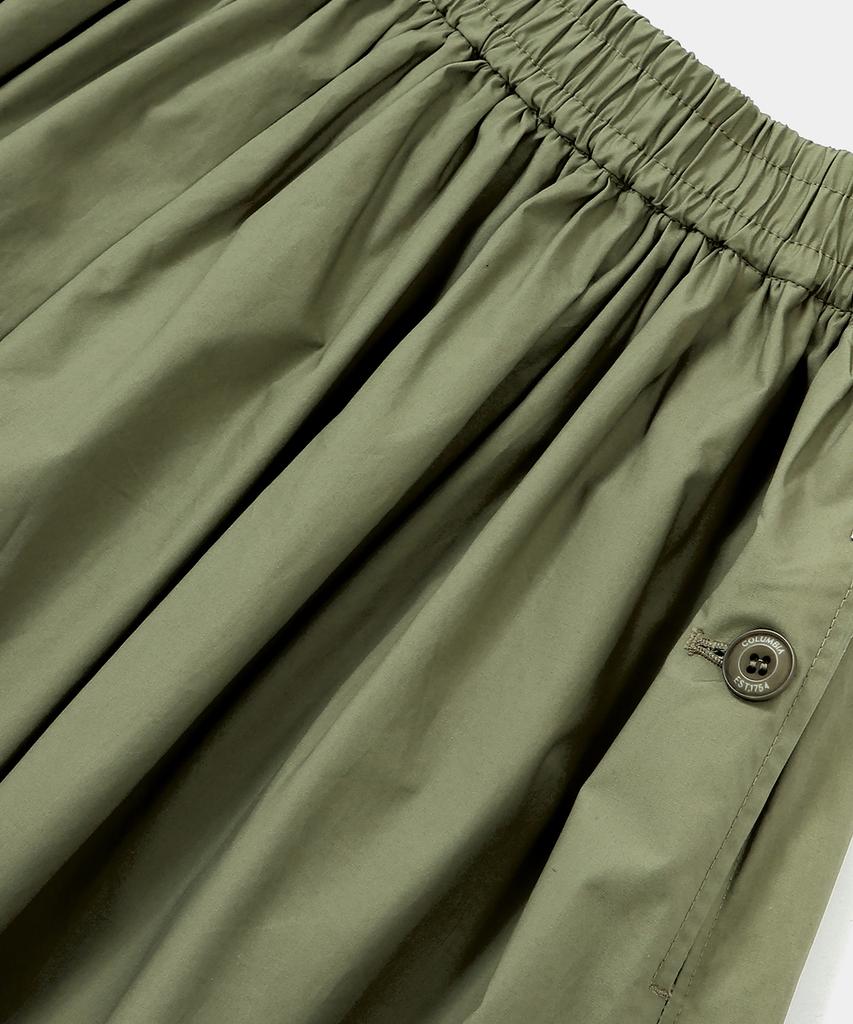 COLUMBIA UNIVERSITY All-Round Pleats Cotton Long Skirts Khaki