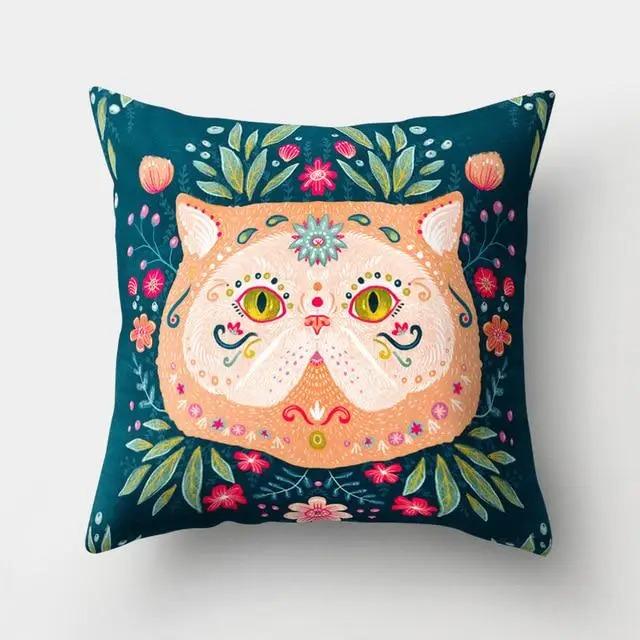Cama Sofa Decorativa Funda de Cojín Decorativa Patrón de Búho Manta de Poliéster Funda de Cojín para Sala de Estar