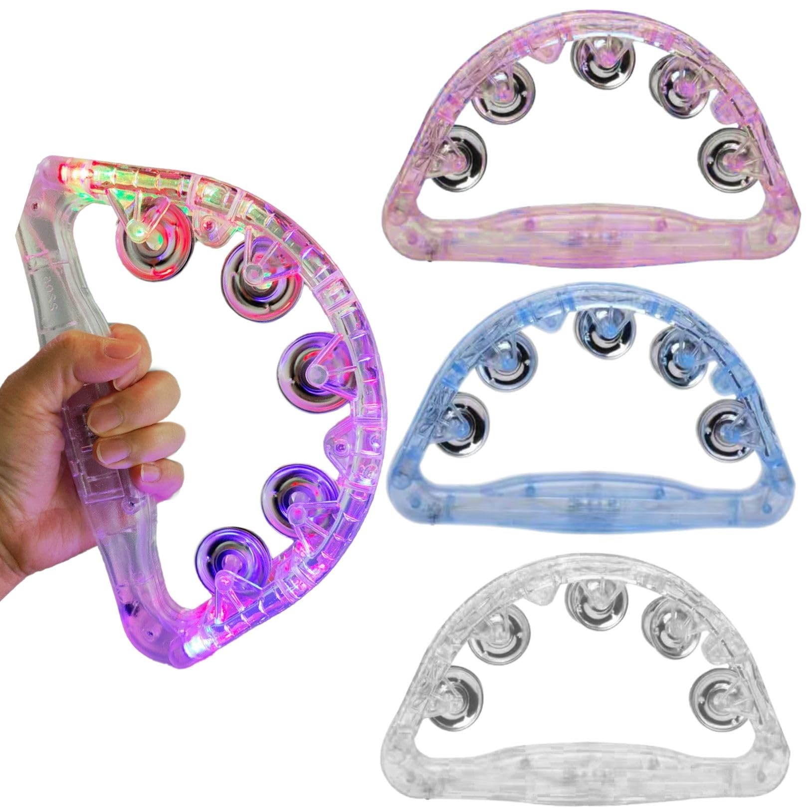

EU SOU Tambourines, LED Light-Up Tambourines, Rainbow Colors, Perfect for Karaoke, Parties, and Events (Set of 3)