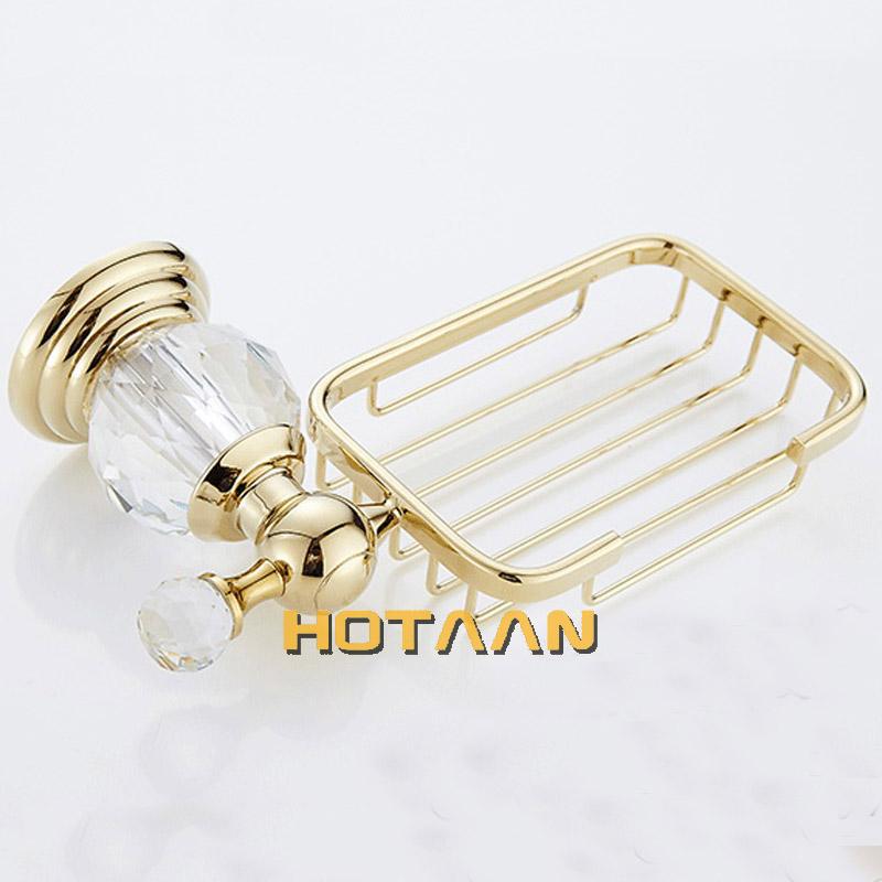Gold Color Crystal Brass Ceramics Bathroom Accessories Soap Dishes/ Soap Holder/Soap Case Home Decoration Useful For Bathroom