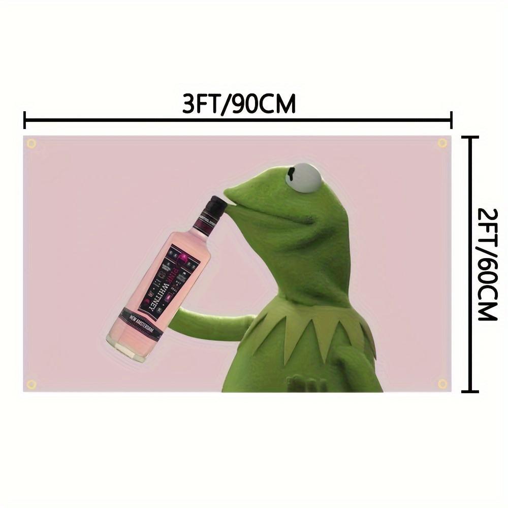 A Quirky And Fun Wall Tapestry: Add A Touch Of Humor To Your Space With This Adorable Design Featuring Kermit The Frog Sipping