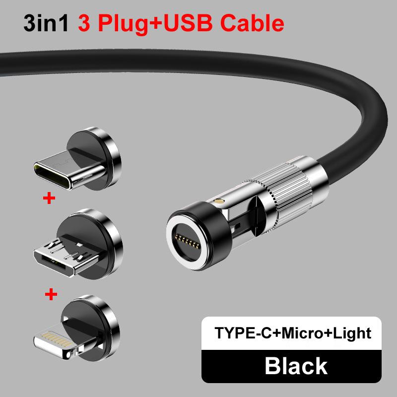 3in1 USB 120W 6A Magnetic Fast Charge Data Cable Extra Thick Soft TPE Phone Charge Cord Make of Liquid Silicone
