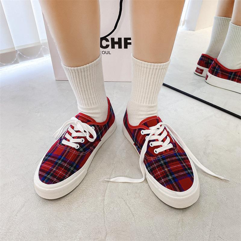 New Unisex Sneakers Ulzzang Canvas Shoes Retro Striped Plaid Casual Shoes Outdoor Sports skateboard Shoes Flats Vulcanized Shoes