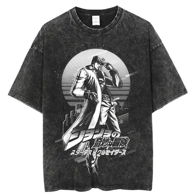 Jojos Bizarre Adventure Epic World Anime Shirt Vintage Men's T-shirt Pure Cotton High-quality Leisure Sports Harajuku Summer