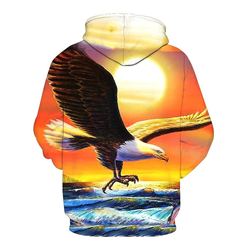 Hanorac cu drapel SUA Hanorac Bărbați/Femei cu glugă Imprimare 3D Vultur Primăvara Toamnă Moda Casual Pulovere cu glugă Jachetă America de mărime mare