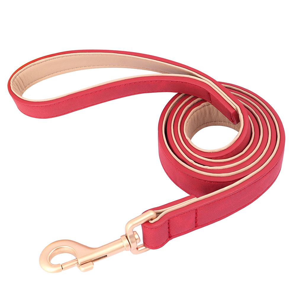 Personalized Dog Collar Leash PU Leather Dog Collars Pet Walking Lead Rope For Small Medium Large Dogs Free Custom ID Nameplate