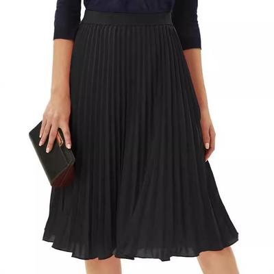 European & American Pleated Mid-Length Skirt – Elastic High Waist, Slimming Fit