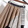 Spring Women New Skirts Plaid Loose Elastic Waist Pleated Elegant Long Skirts