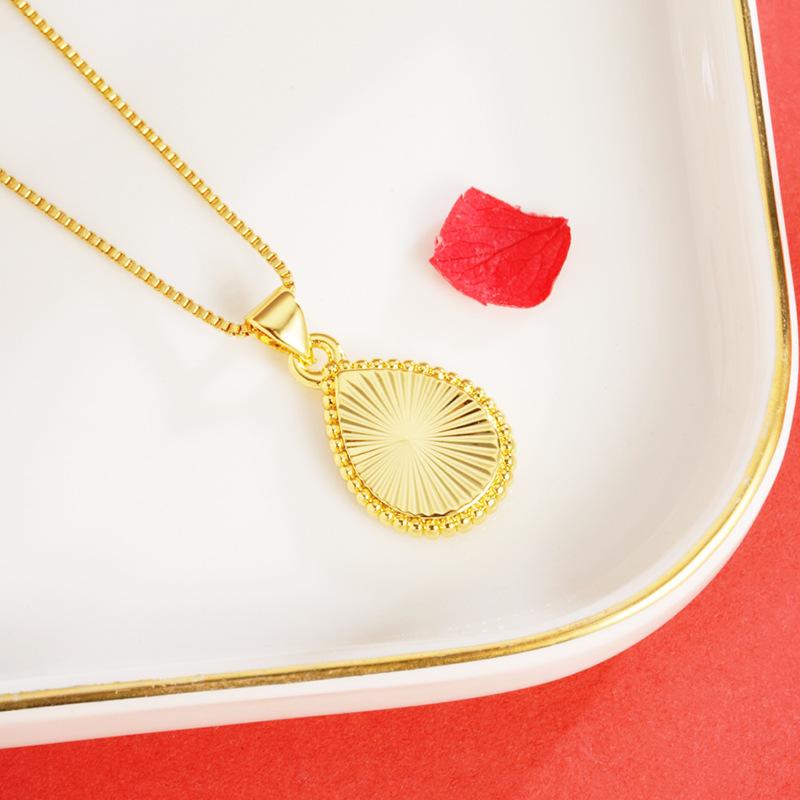 Luxury Pure Gold Real Gold Women s Drop Pendant Fashion Necklace золотой