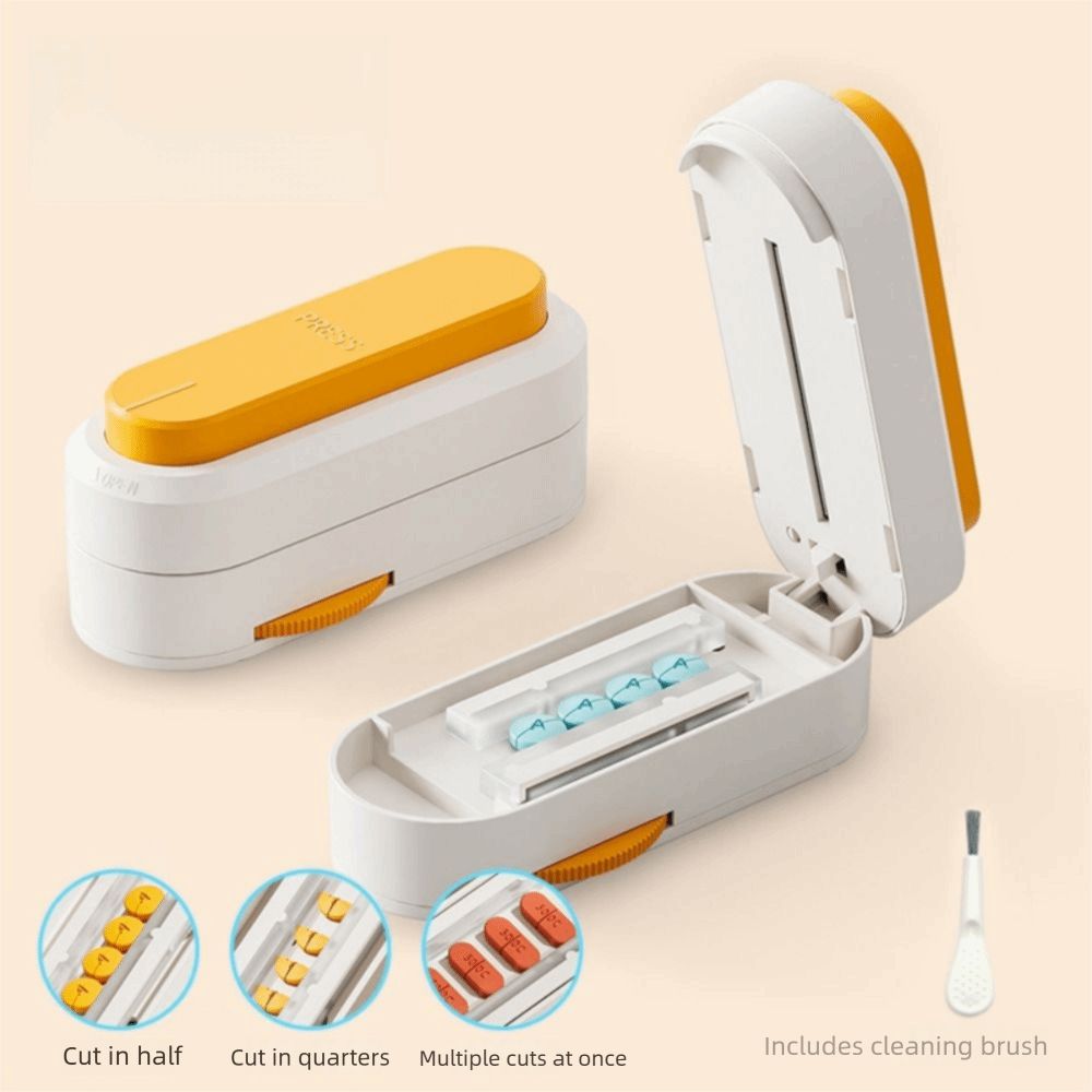 2 In 1 Portable Pill Cutter Dust-Proof Daily Pill Splitter Reusable Pill Storage Box  Home