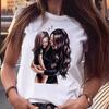 Cartoon Mother and Son Daughter Pattern Printed Women's T-Shirt Summer Casual Harajuku T-Shirt