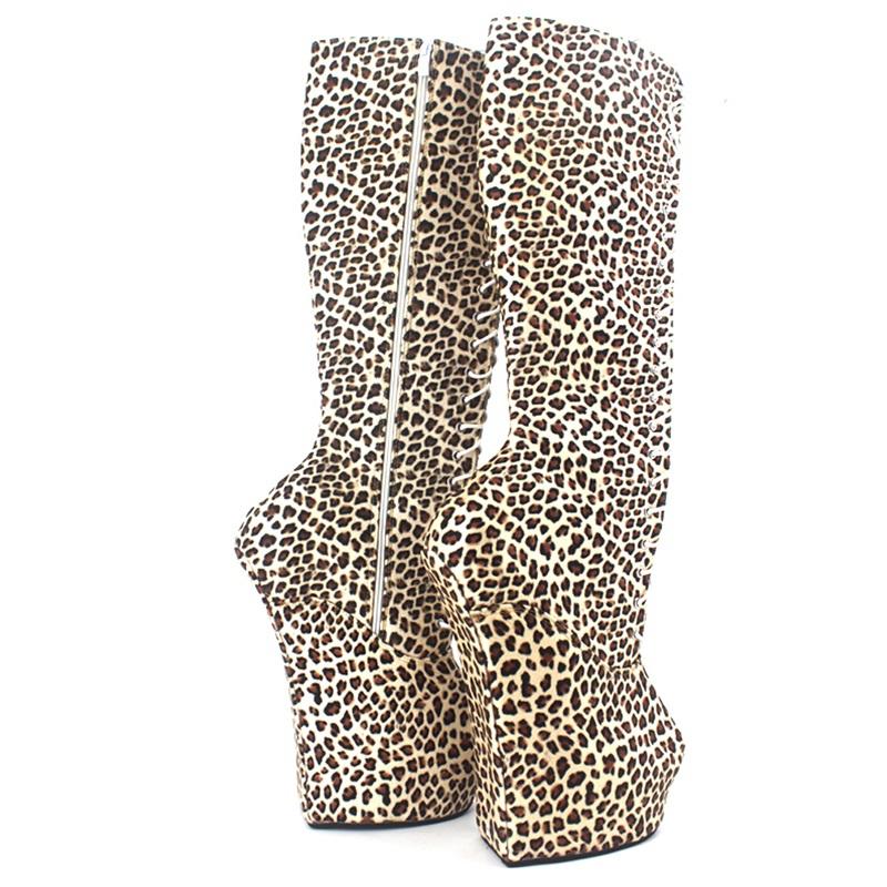 Fashion FHC New Wedges Pony Heelless Knee High Boots,Fetish Dance Shoes,Men Cosplay Botas,20cm,5cm Platform,Purple,Customized Color