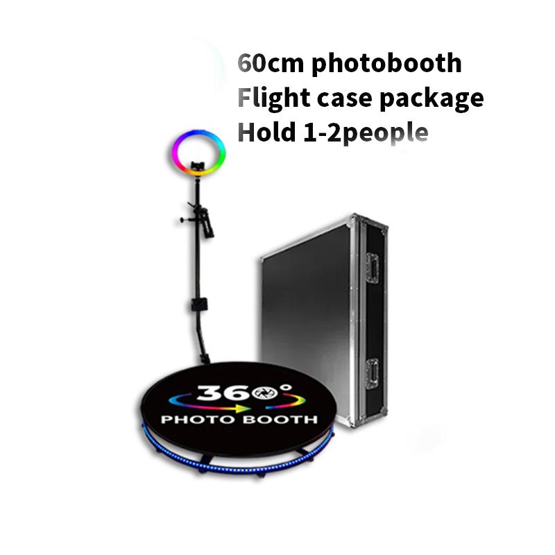 360 Photo Booth rotatif Picture Selfie Magic Automatic Video Booth with LED Fill Lights Stanchion Posts Queue for Party