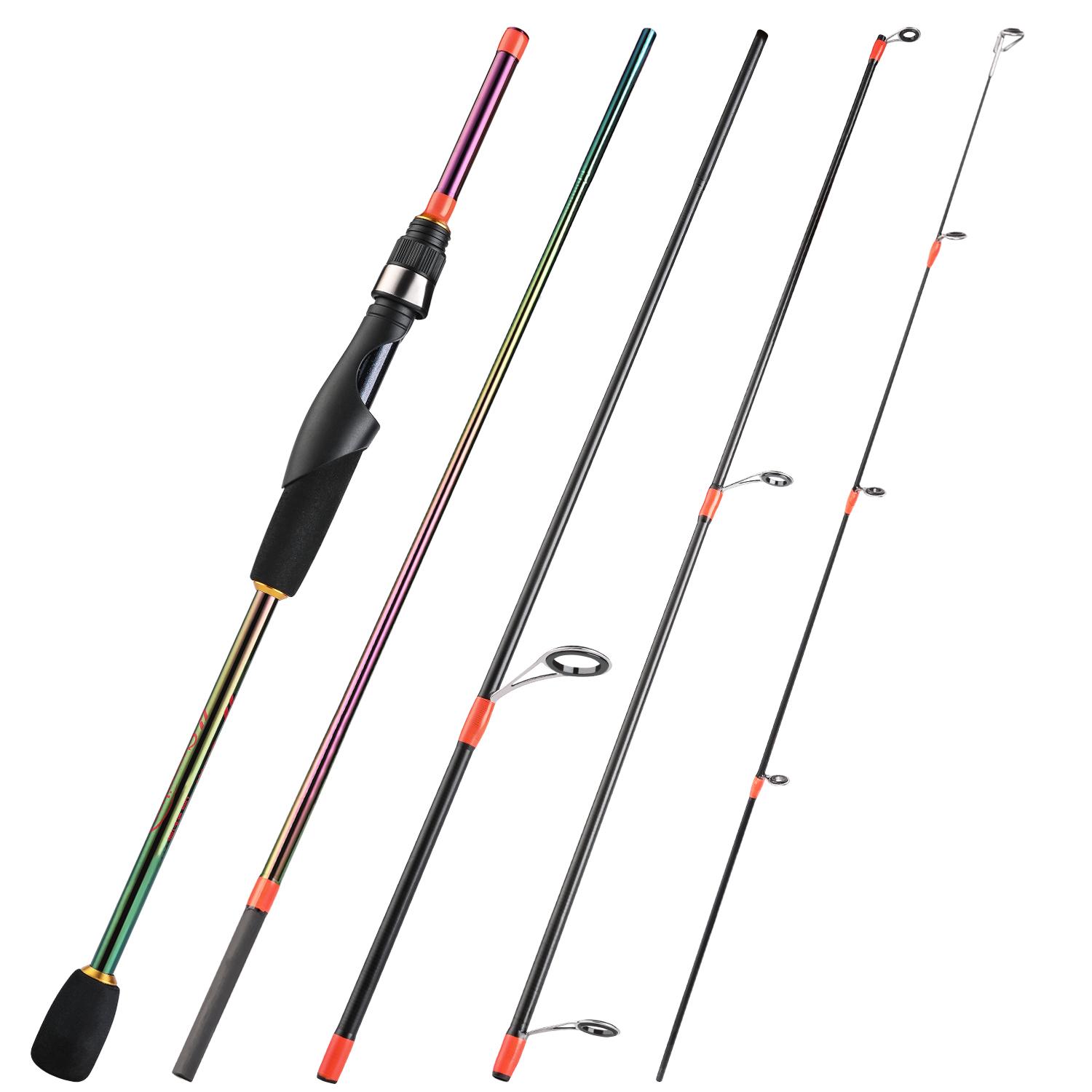 

Удочка Sougayilang с цветным покрытием, 5 секций, портативная удочка из углеродного волокна, спиннинговая/кастинговая удочка, снасти Spinning-2.4m