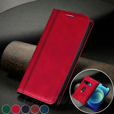 Flip-Leder-Telefonhülle für Apple iPhone 12 Pro Max Mini Klassische vollständige Schutzhülle Brieftasche Magnetische Buchhülle mit Kreditkartenfächern Fundas