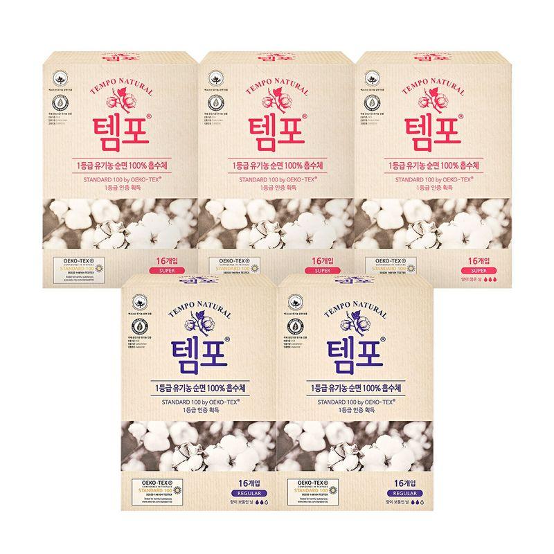 Tempo Natural Organic tampon 16ct x 5pk Regular 16P X 5 Packs