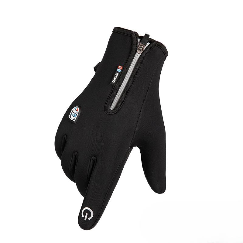 Waterproof Gloves Outdoor Waterproof Gloves Ski Touch Screen Winter Men and Women Windproof Warm Fleece Reflective Riding Zipper