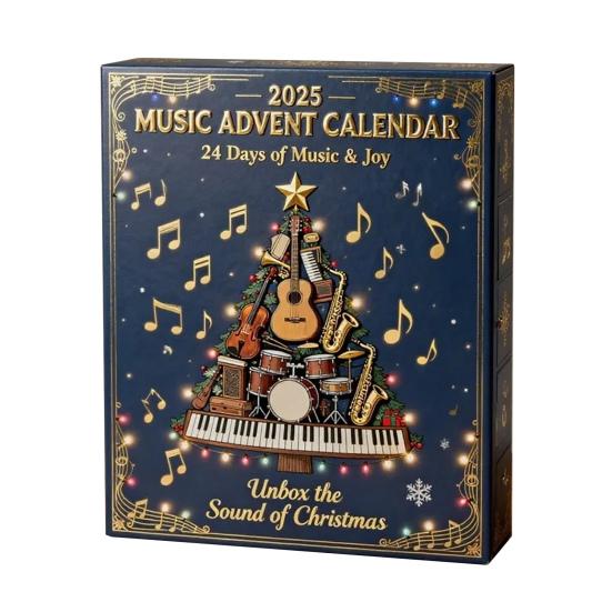 Musical Ornament Countdown Calendar Box 24-Day Christmas Advent Decoration Kids Family Holiday Decor