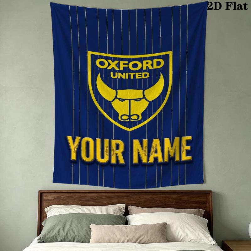 Custom Name Oxford FC Wall Tapestry Aesthetic Wall Hanging Printed Fabric Blanket Decorative Tapestries for Bedroom Living Room Home Decor